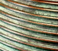 Polished bronze with azure patina