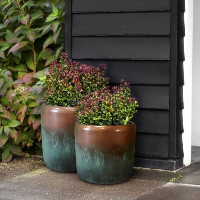 Metalized flower pots
